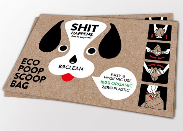 The Eco Poop Scoop Bags, an easy and hygienic use 100% Organic, Zero Plastic bag.